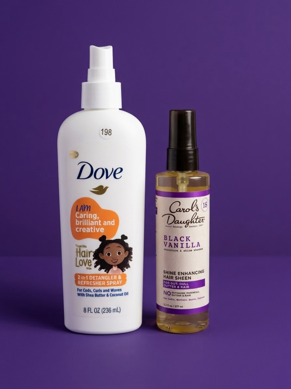Dove Detangler & Carol’s Daughter hair sheen